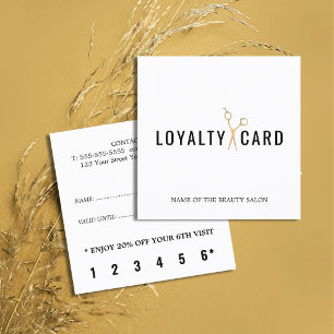 Modern Hair Salon Faux Gold Scissors Loyalty Card