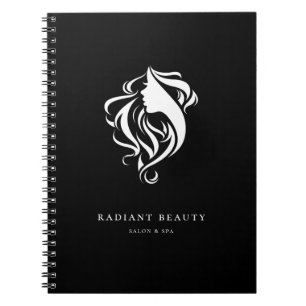 Modern Hair Salon Feminine Silhouette  Logo Notebook