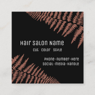 Modern Hair Salon | Mauve Ferns - Square Business Card