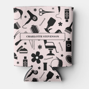 Modern Hair Salon Stylish Pink Blush Drink Can Cooler