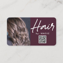 Modern Hair Styling business card with QR code