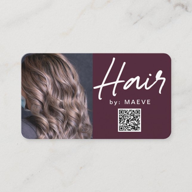 Modern Hair Styling business card with QR code (Front)