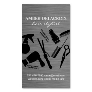 Modern Hair Stylist   Barber Magnetic Business Card