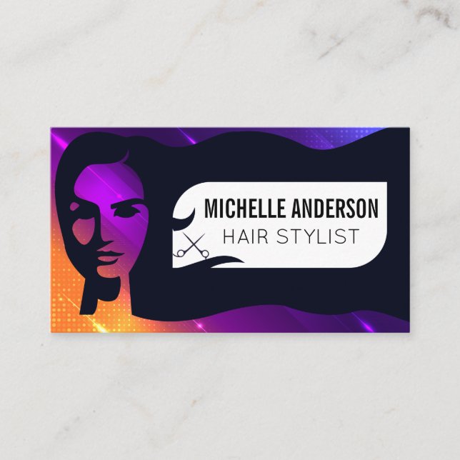 Modern Hair Stylist | Beauty and Cosmetics Business Card (Front)