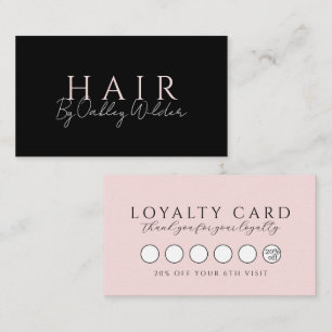 Modern Hair Stylist Black and Blush Loyalty Card