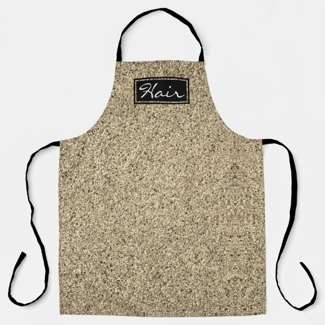 Modern Hair Stylist Black Gold Glitter Apron (Front)