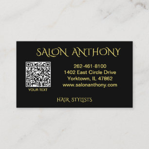 Modern Hair Stylist Black with Gold Accent    Business Card