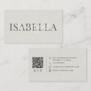 Modern Hair Stylist Faux Linen Script Photo Business Card