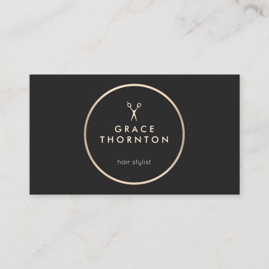 Modern Hair Stylist Gold Scissors Black Business Card Zazzle Co Uk