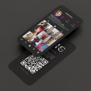 Modern Hair Stylist Hairstylist Instagram Black Business Card