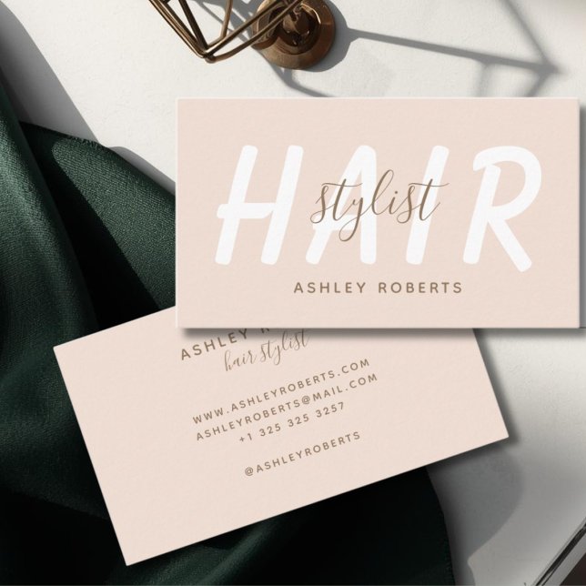 Modern hair stylist light blush  business card (Creator Uploaded)