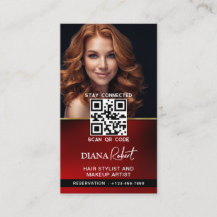 Modern hair stylist Makeup Artist Beauty Salon qr Business Card