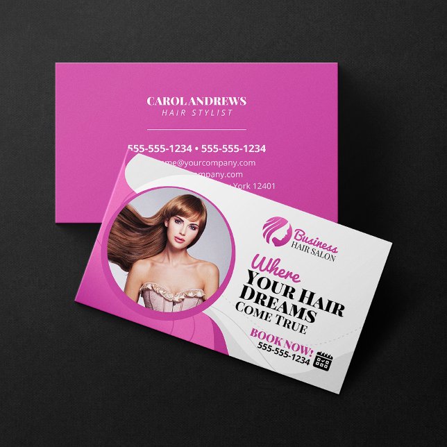 Modern Hair Stylist Makeup Artist Service Salon Business Card (Creator Uploaded)