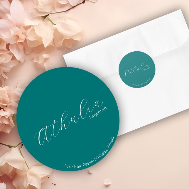 Modern Hair Stylist Neutral Aesthetic Marketing  Classic Round Sticker (Creator Uploaded)