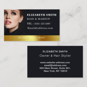 Modern Hair Stylist Photo Business Card