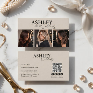 Modern Hair Stylist Photo QR Code Business Card