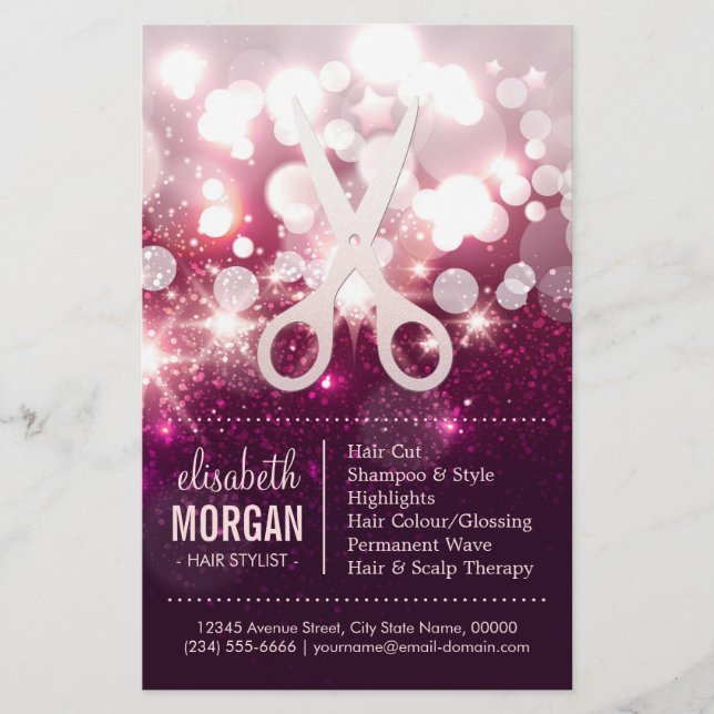 Modern Hair Stylist - Pink Glitter Sparkle Flyer (Front)
