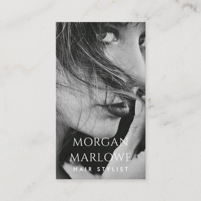 Modern Hair Stylist Professional Photo  Business Card (Front)