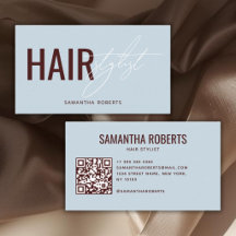 Modern hair stylist QR Code blue red
