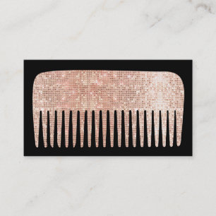 Modern Hair Stylist Rose Gold Salon Comb Business Card