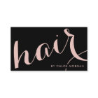 Modern hair stylist script black and rose gold