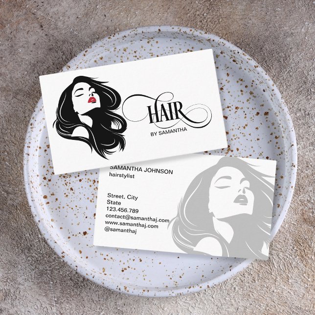 Modern hair stylist typography hair scissors business card (Creator Uploaded)