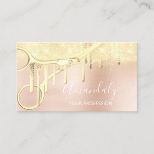 Modern Hairdresser Coiffeur Scissors Rose Gold VIP Business Card