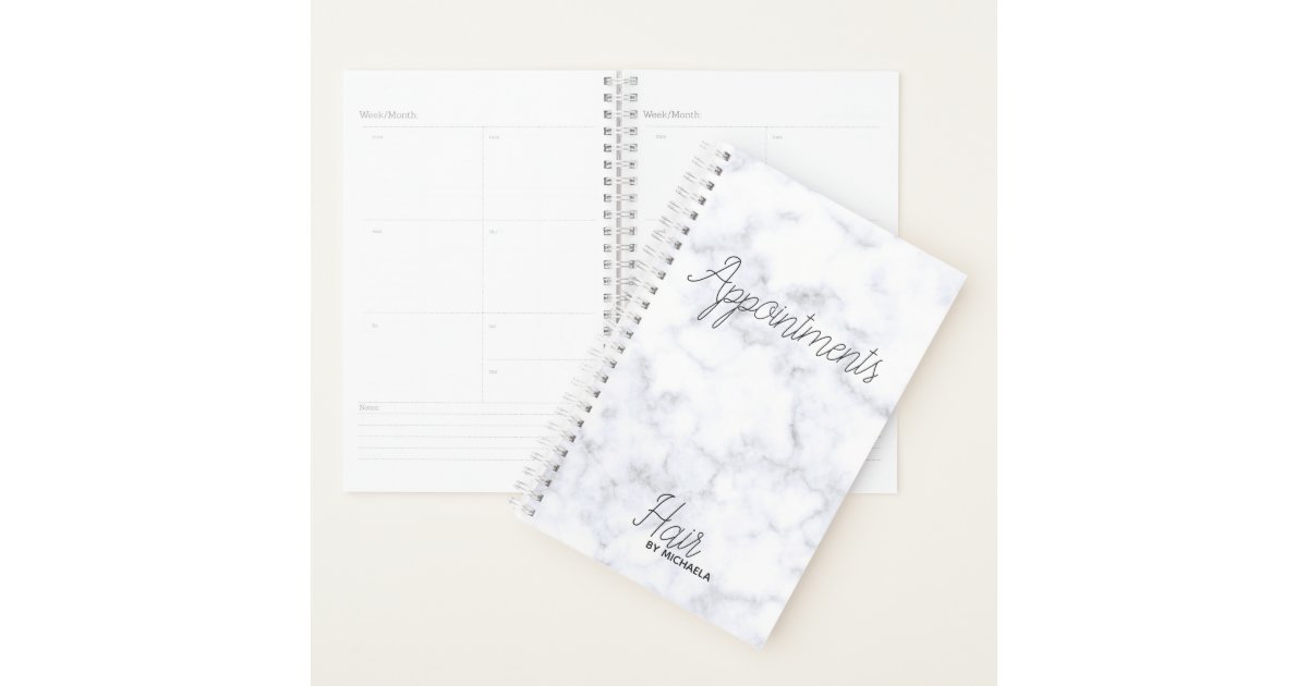 Modern Hairstylist Appointment Book Grey Marble Planner Zazzle Co Uk