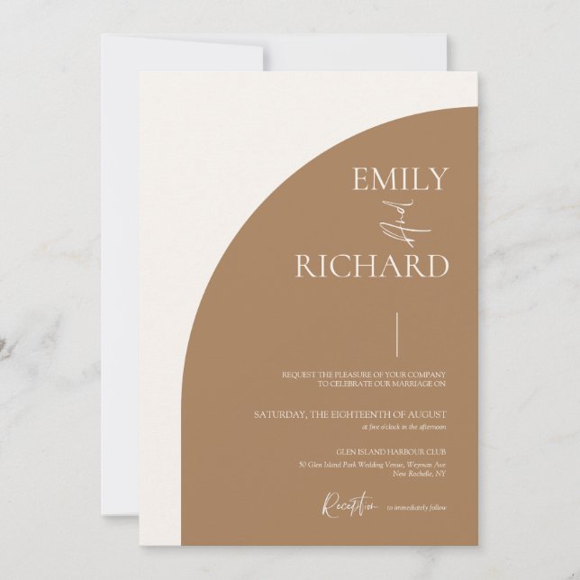Modern Half Arch Wedding Invitation (Front)