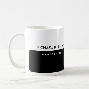 Modern Half-Black Half-White Coffee Mug with Name