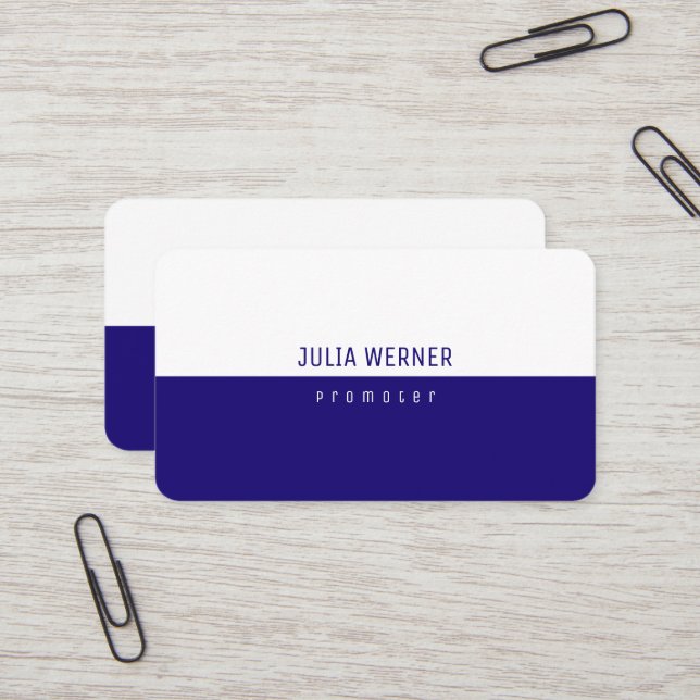 Modern Half-Blue Half-Clear Promoter Business Card (Front/Back In Situ)
