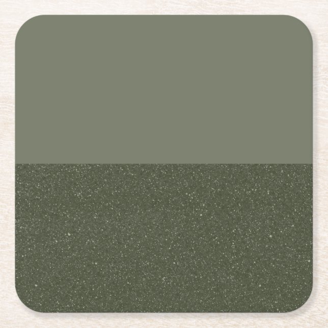 Modern Half Glitter Moss Green - Paper Coaster (Front)