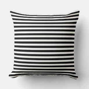 Modern Half-Inch Black & White Stripe Pattern Cushion