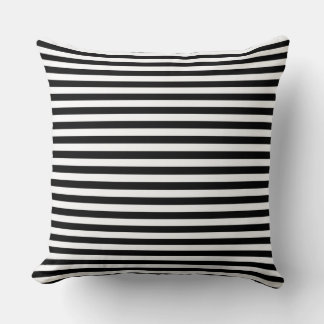 Modern Half-Inch Black & White Stripe Pattern Cushion