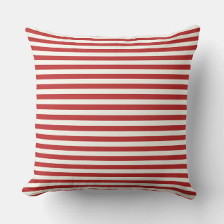 Modern Half-Inch Crimson Red & White Stripe  Cushion