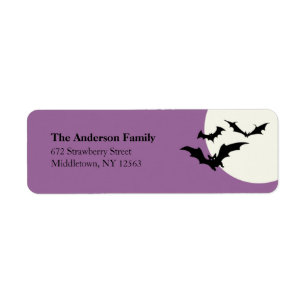 Modern Halloween Bats Address Label - Purple