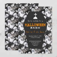 Modern Halloween black and white ghosts party