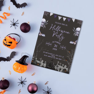 Modern Halloween Costume Cocktail Party  Invitation