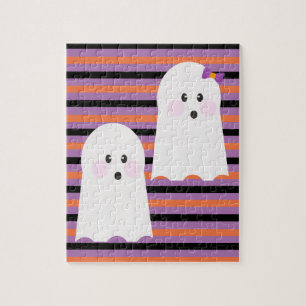 Modern Halloween Cute Ghost  Jigsaw Puzzle