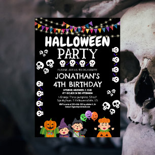 Modern Halloween Cute Spooky Ghouls Birthday Party Invitation