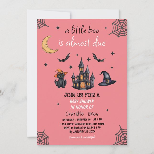 Modern Halloween Little Boo Baby Shower            Invitation (Front)