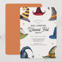 Modern Halloween Orange Wizard Hat Party