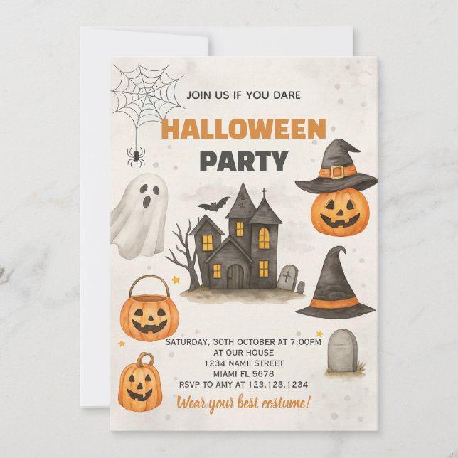 Modern Halloween Party Invitation (Front)