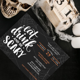 Modern Halloween Party Spiderweb Invitation