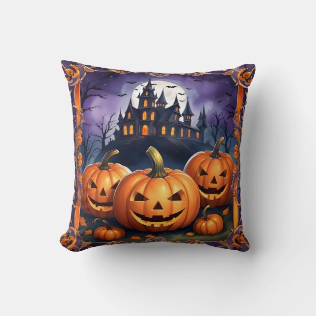 Modern Halloween Pumpkin Autumn Collection Cushion (Front)