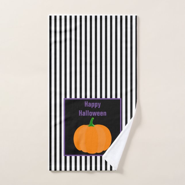 Modern Halloween Pumpkin Decorative Bathroom  Hand Towel (Hand Towel)