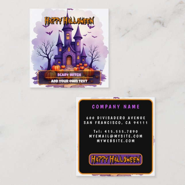 Modern Halloween Spooky Cute Collection Square Business Card (Front/Back)