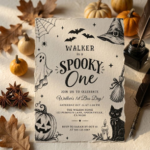 Modern Halloween Spooky One 1st Birthday Invitation