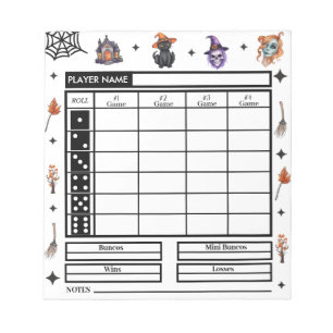 Modern Halloween Theme Bunco Score Pad    