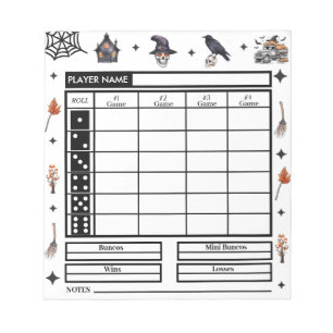 Modern Halloween Theme Bunco Score Pad